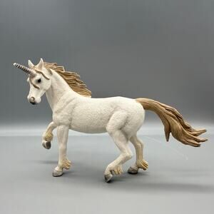 Mojo Fun Unicorn Toy Figurine model #387191 White with golden brown hair